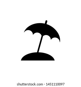 Beach Umbrella, UV Protect. Flat Vector Icon illustration. Simple black symbol on white background. Beach Umbrella, UV Protect sign design template for web and mobile UI element