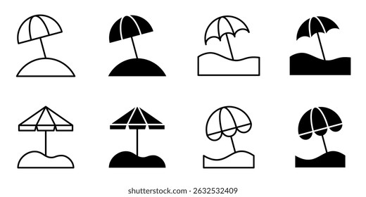 Beach Umbrella, vacation icon set
