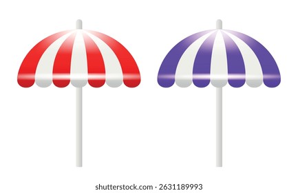 Beach umbrella. Vector 3d clip art isolated on white background.