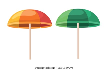 Beach umbrella. Vector 3d clip art isolated on white background.