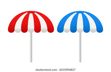 Beach umbrella. Vector 3d clip art isolated on white background.
