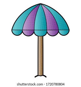 beach umbrella vector design. digital hand drawn. halftone texture