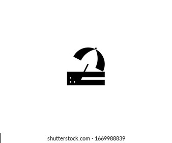 Beach umbrella vector flat icon. Isolated sunny beach sand and umbrella emoji illustration 