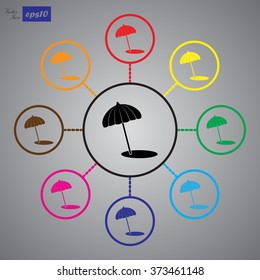 Beach umbrella vector icon