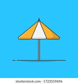 Beach Umbrella Vector Icon Illustration. Sun Umbrella Icon. Concept Of Summer Holiday