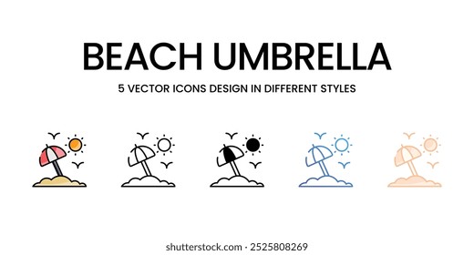 Praia Umbrella ícones vetoriais definir ilustração de stock