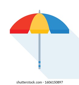 Beach umbrella vector illustration, flat design icon