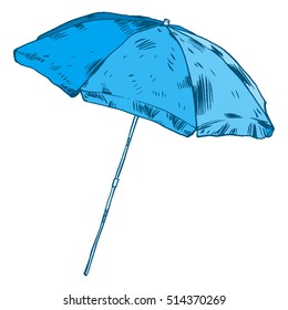 Beach umbrella vector illustration ink