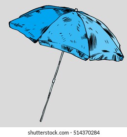Beach umbrella vector illustration ink