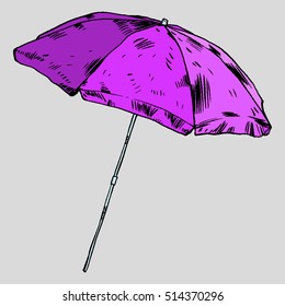 Beach umbrella vector illustration ink