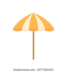 Beach Umbrella Vector Illustration in Yellow White Color for Summer Vacation Element Decoration Isolated on Transparent Background