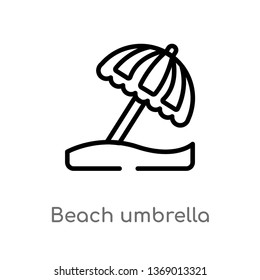 beach umbrella vector line icon. Simple element illustration. beach umbrella outline icon from accommodation concept. Can be used for web and mobile