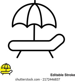 Beach Umbrella Vector Line Icon