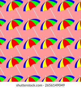 Patrón de Vector de paraguas de playa. Símbolo del Vector del verano. paraguas de playa colorido