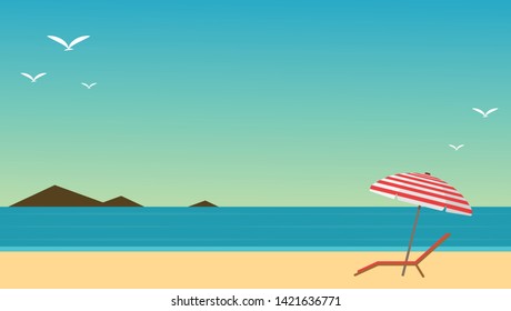 beach umbrella vector. Beach poster design. wallpaper. free space for text. copy space.