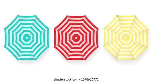 Beach umbrella vector set. Graphic design with Colorful symbol isolated on Pink background. Can use for Rainy, Spring, Summer, Winter Seasons.