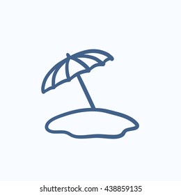 Beach umbrella vector sketch icon isolated on background. Hand drawn Beach umbrella icon. Beach umbrella sketch icon for infographic, website or app.
