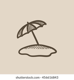 Beach umbrella vector sketch icon isolated on background. Hand drawn Beach umbrella icon. Beach umbrella sketch icon for infographic, website or app.
