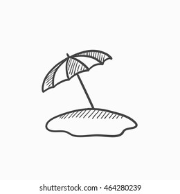 Beach umbrella vector sketch icon isolated on background. Hand drawn Beach umbrella icon. Beach umbrella sketch icon for infographic, website or app.