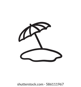 Beach umbrella vector sketch icon isolated on background. Hand drawn Beach umbrella icon. Beach umbrella sketch icon for infographic, website or app.