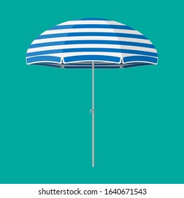 Beach umbrella vector. Sun umbrella with blue stripes.