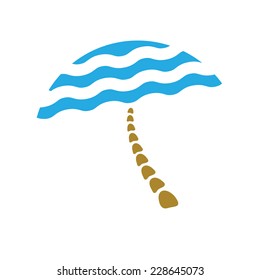 beach umbrella, vector tourism logo