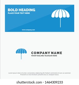 Beach, Umbrella, Weather, Wet SOlid Icon Website Banner and Business Logo Template. Vector Icon Template background