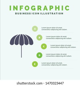 Beach, Umbrella, Weather, Wet Solid Icon Infographics 5 Steps Presentation Background. Vector Icon Template background