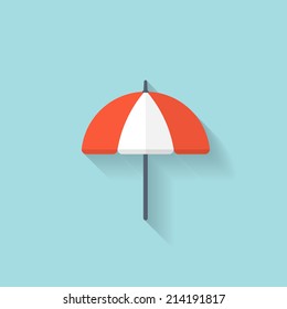 Beach Umbrella Web Flat Icon.