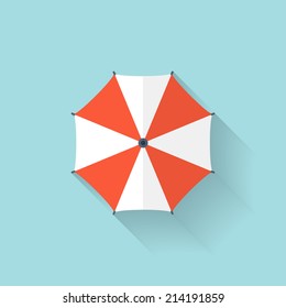 Beach umbrella web flat icon.