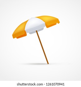 Beach umbrella. Yellow and white umbrella isolated. Vector