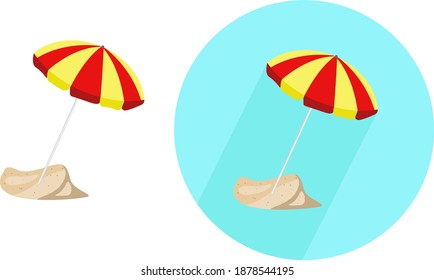 Beach umbrella,illustration, vector on white background.