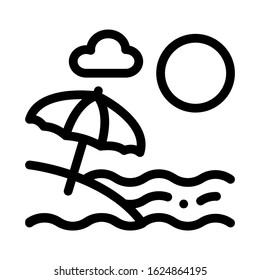 Beach with Umbrellas Icon Vector. Outline Beach with Umbrellas Sign. Isolated Contour Symbol Illustration