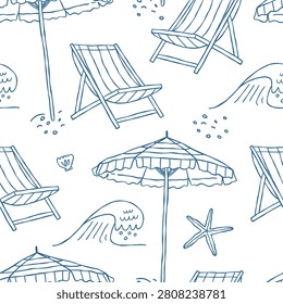 Beach umbrellas seamless pattern. Sun umbrella on the beach. Vector illustration