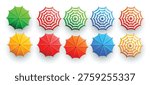 beach umbrellas set isolated on white background