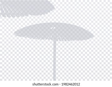 Beach umbrellas shadows. Vector realistic. Natural lighting silhouette on transparent background. EPS10.