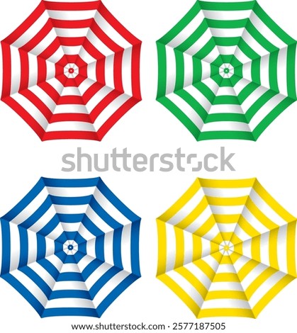 beach umbrellas top view, Beach umbrella set.