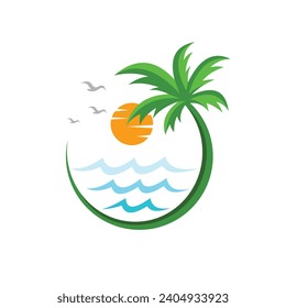 Beach unique logo, beach simple concept