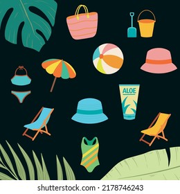 Beach Vacation Clipart, Vectors, Icons, Elements, Clip Art, Ocean, Summer, Family, Picnic, Swimming