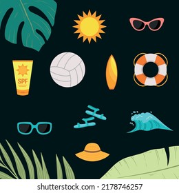 Beach Vacation Clipart, Vectors, Icons, Elements, Clip Art, Ocean, Summer, Family, Picnic, Swimming