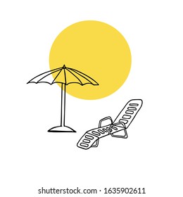 beach vacation concept hand drawn in doodle style. composition