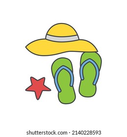 Beach vacation icon in color icon, isolated on white background 