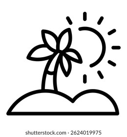 Beach vacation icon outline vector. Summer holiday. Tourism island