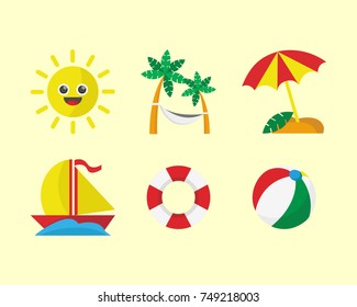 Beach Vacation Icon Set