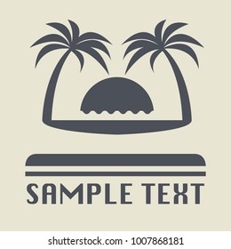 Beach vacation icon or sign, vector illustration