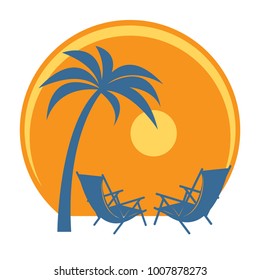 Beach vacation icon or sign, vector illustration