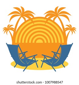 Beach vacation icon or sign, vector illustration