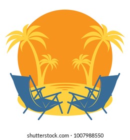 Beach vacation icon or sign, vector illustration