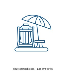 Beach vacation line icon concept. Beach vacation flat  vector symbol, sign, outline illustration.