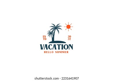 Plantilla de diseño de logotipo de vacaciones en la playa